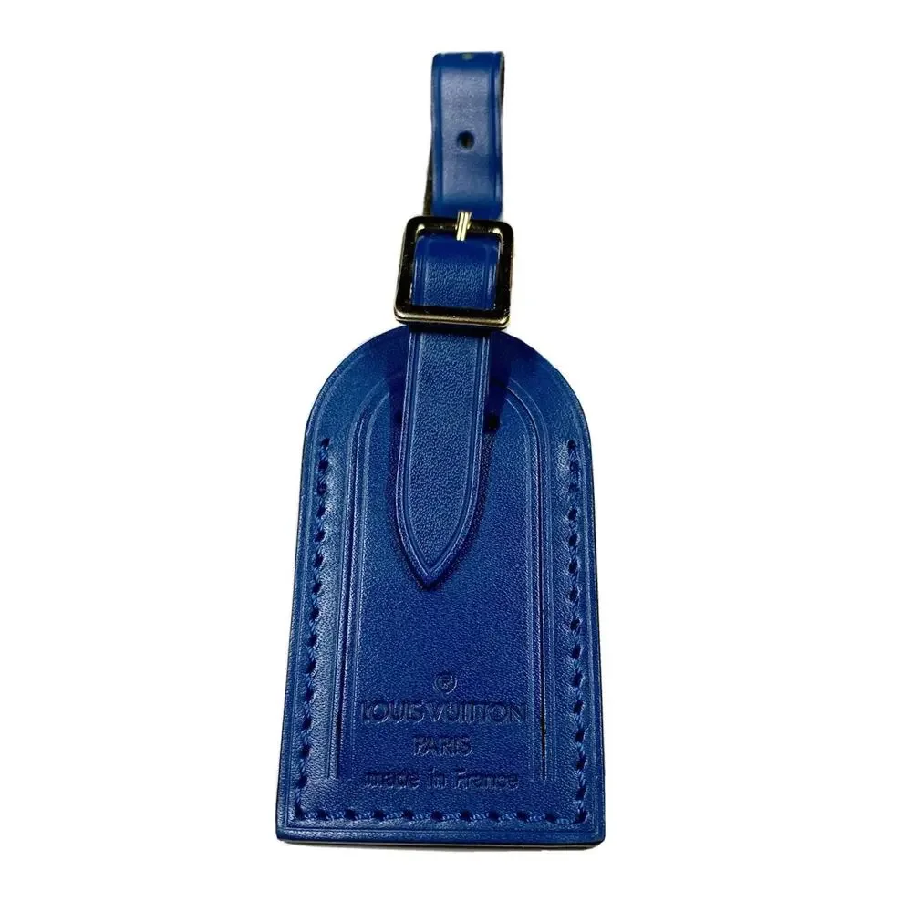 Louis Vuitton Blue Luggage Name Tag Small Gold-tone Buckle Rivet France